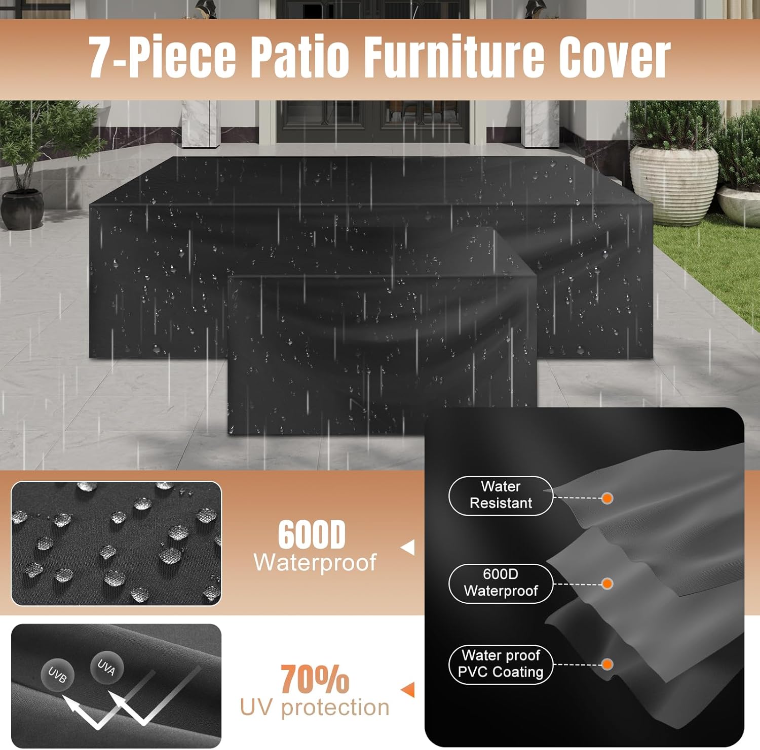 Patio Wicker Sofa Sets with Umbrella / Fire Pit