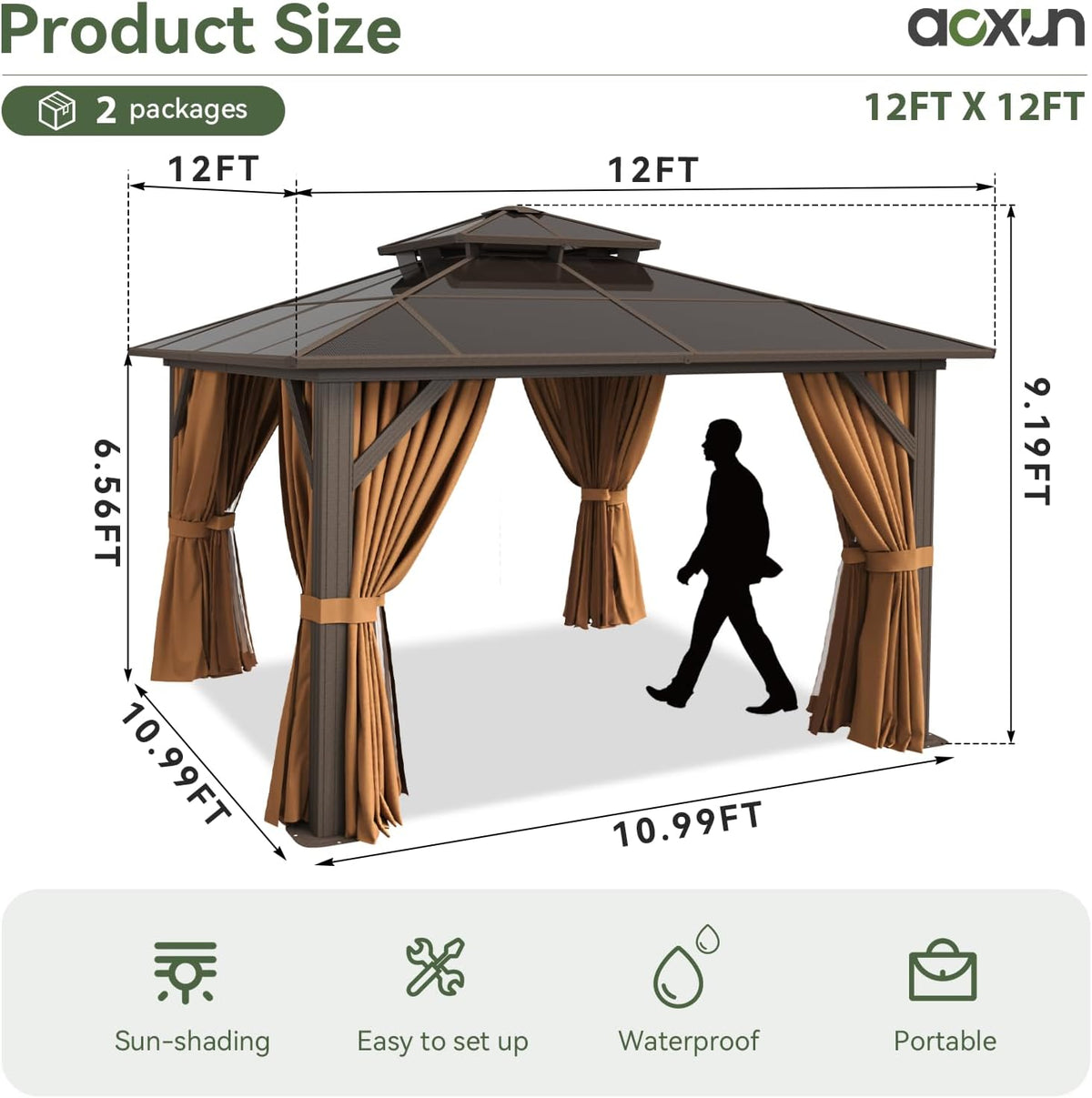 12' x 12' Polycarbonate Hardtop Gazebo - View 4