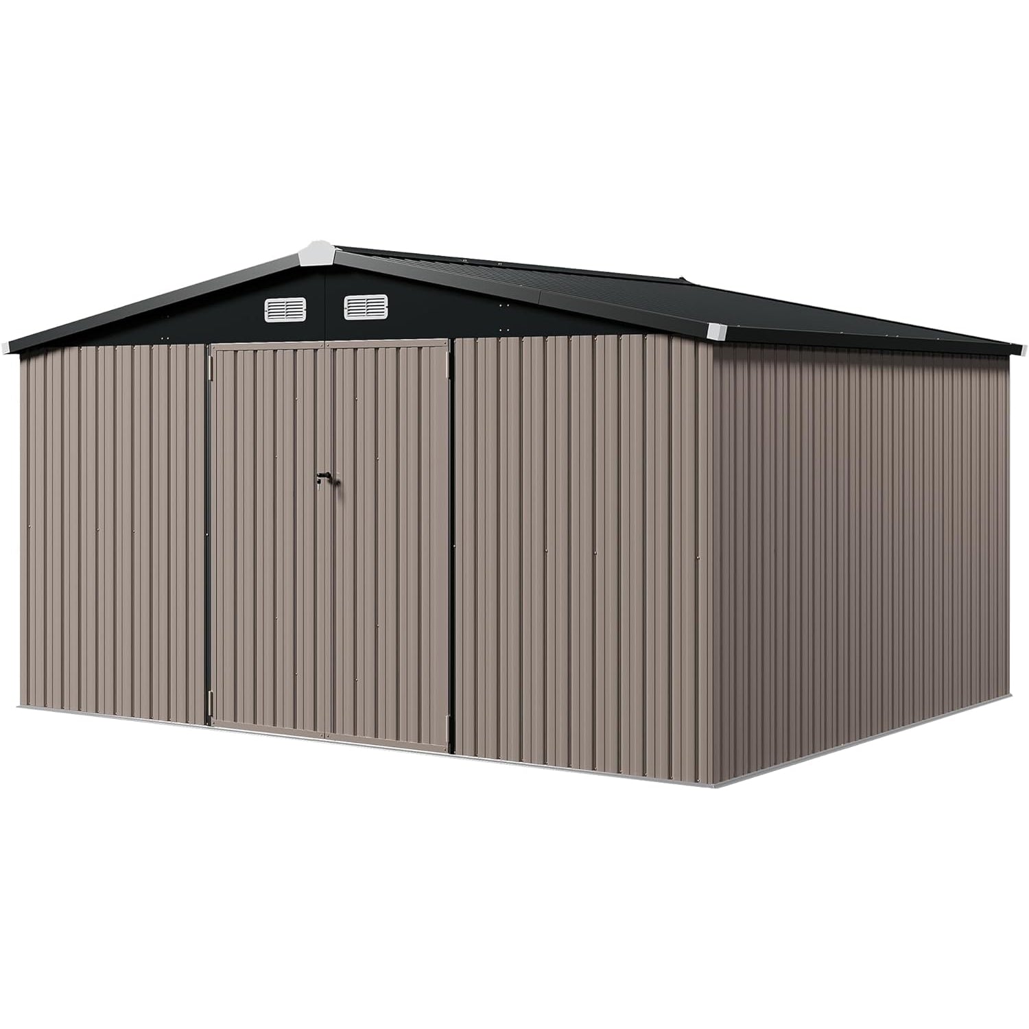 Utility Metal Shed, Steel Tool Shed with Air Vent and Lockable Door