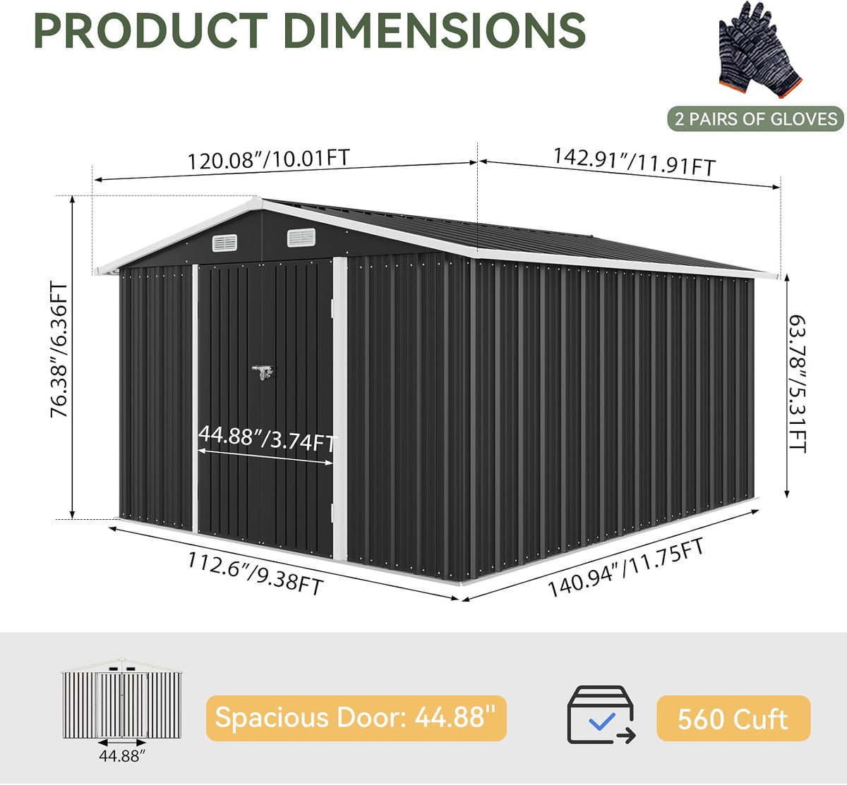 10' x 12' Metal Storage Shed - View 2