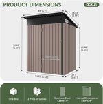 5' x 3' Metal Storage Shed with Floor - View 2
