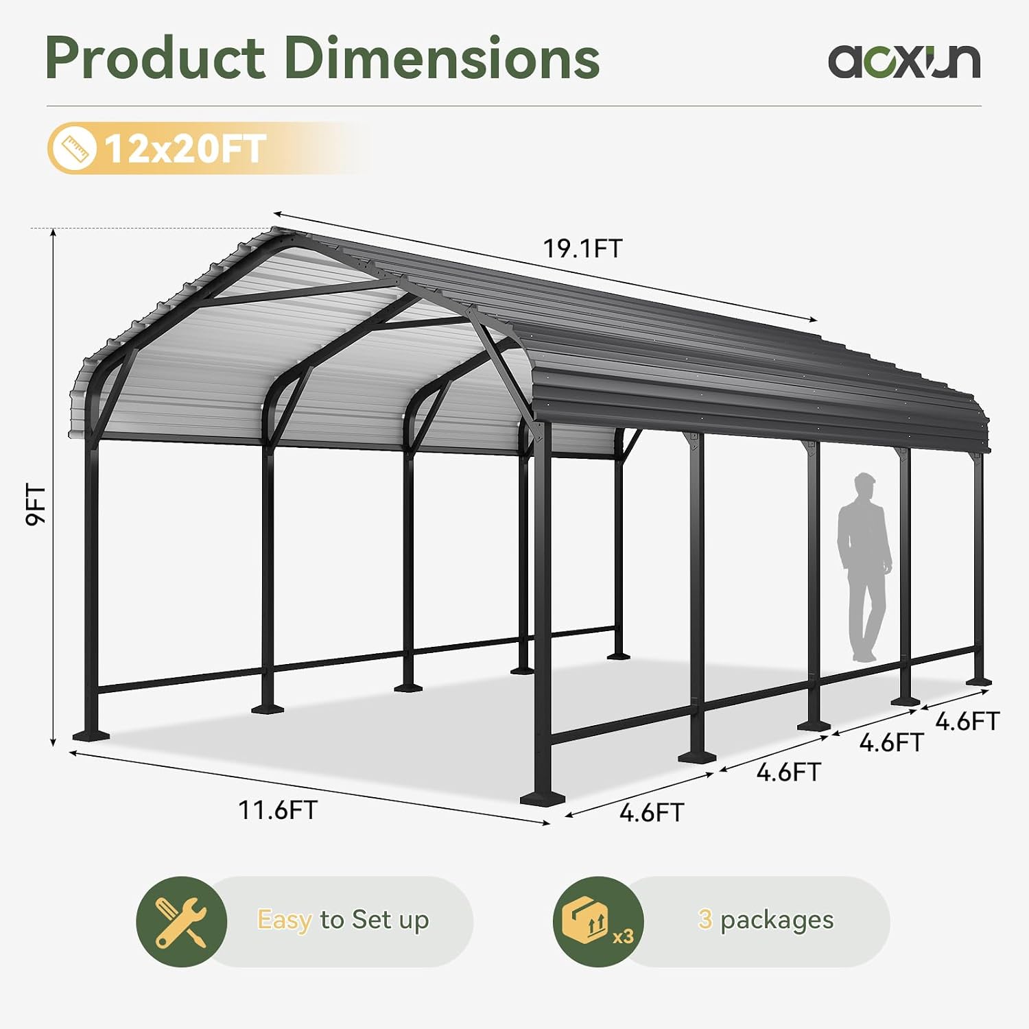 12' x 20' Galvanized Metal Carport - View 5