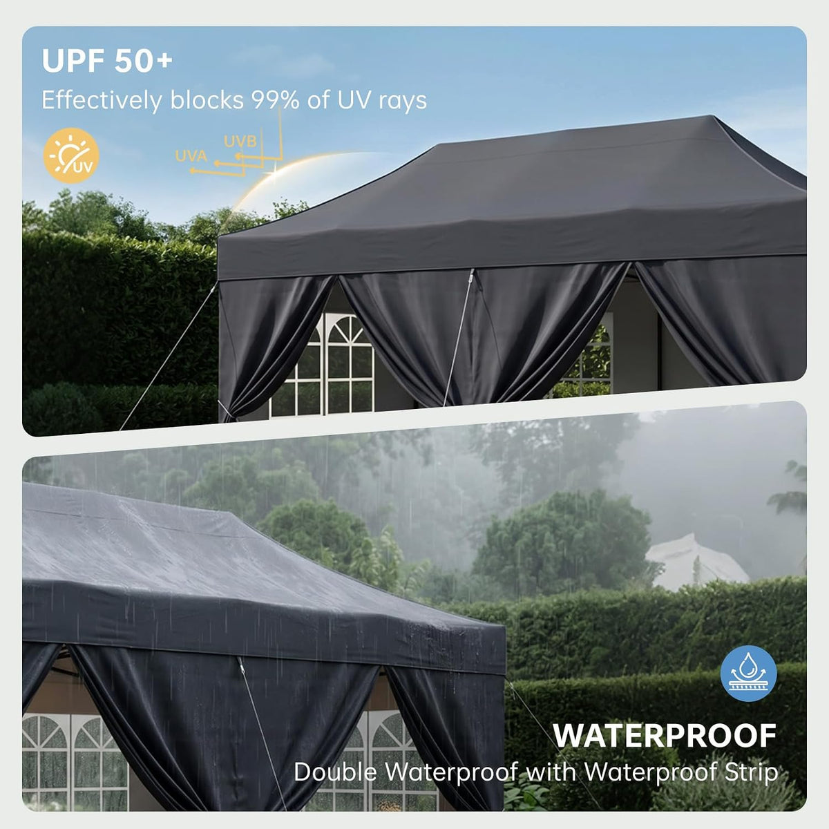 10' x 20' Dark Gray Pop-Up Canopy - View 3