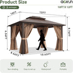 Aoxun 12' x 10' Polycarbonate Hardtop Gazebo, Brown