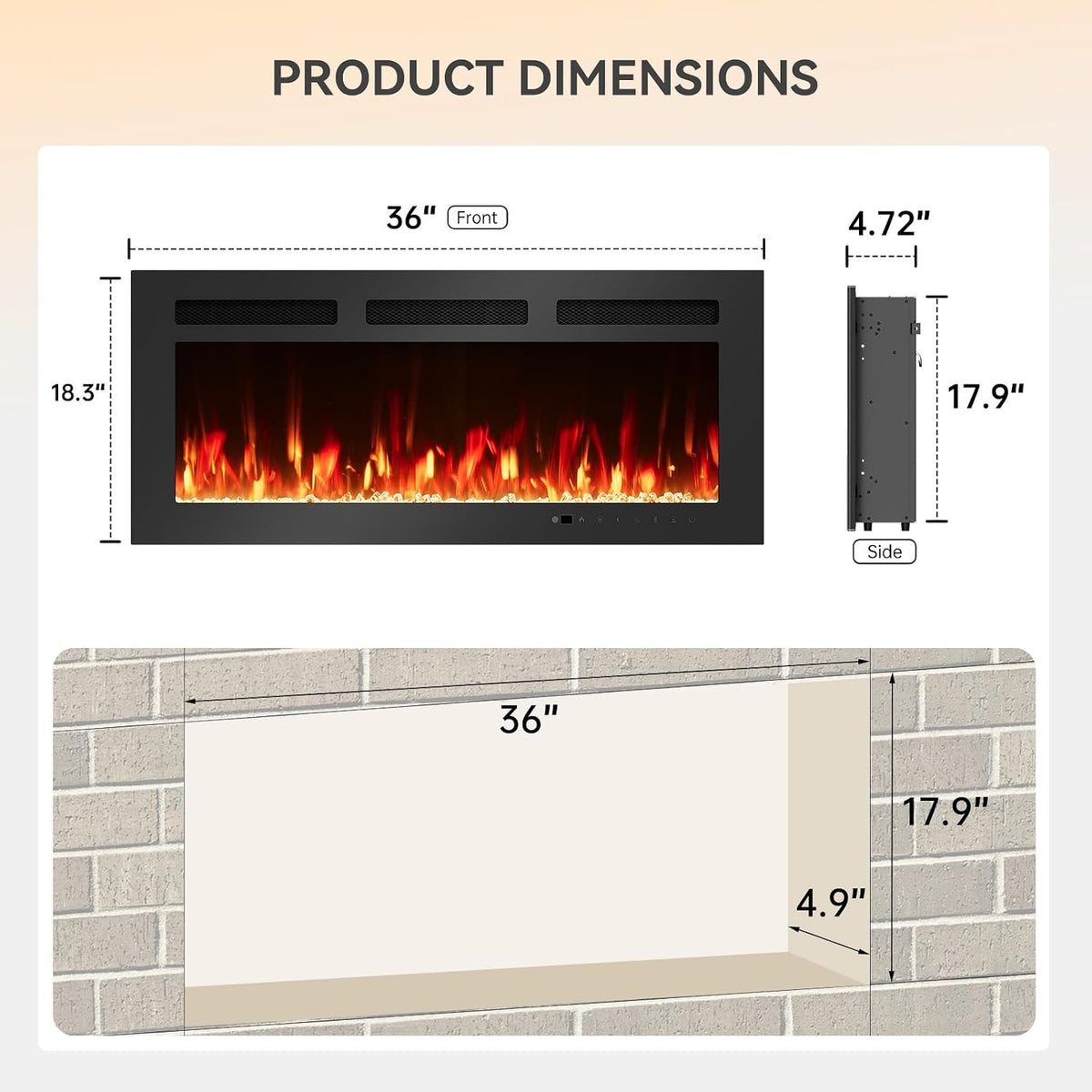 Aoxun Wall-Mounted Electric Fireplace