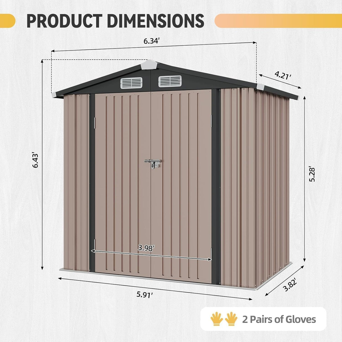 Aoxun Metal Storage Shed with Floor