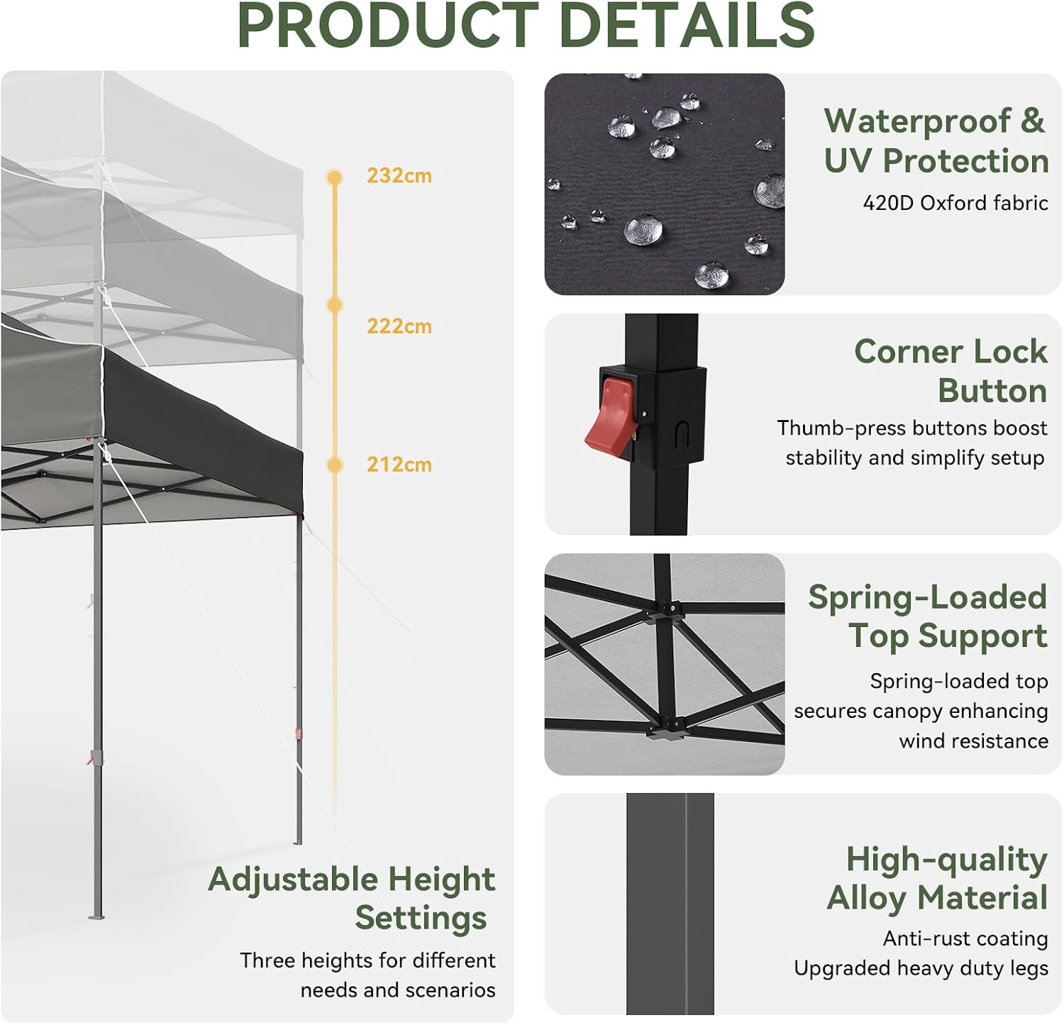10' x 20' Dark Gray Pop-Up Canopy - View 2