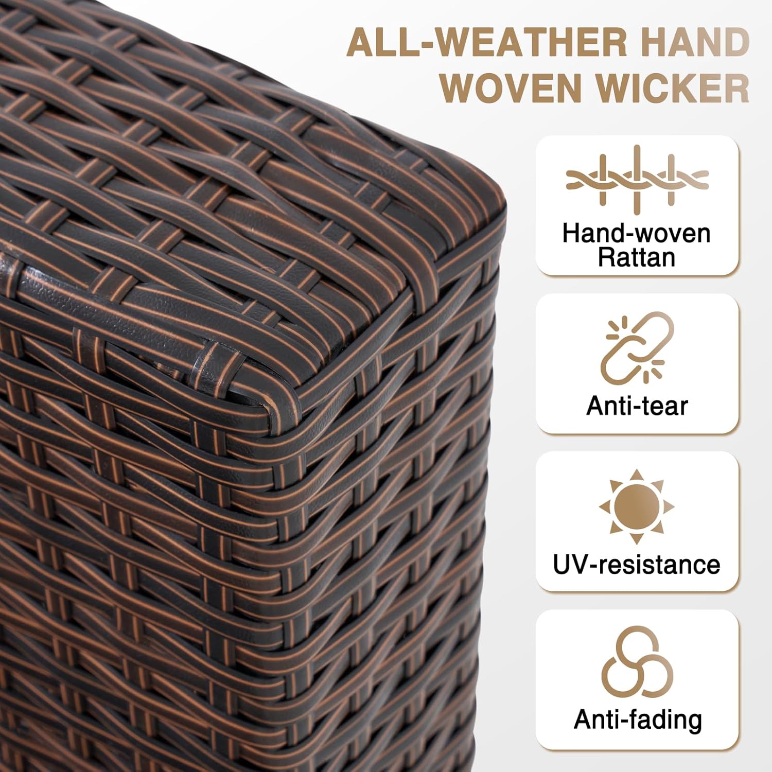 7 pcs Patio Wicker Sofa Sets with Umbrella / Fire Pit