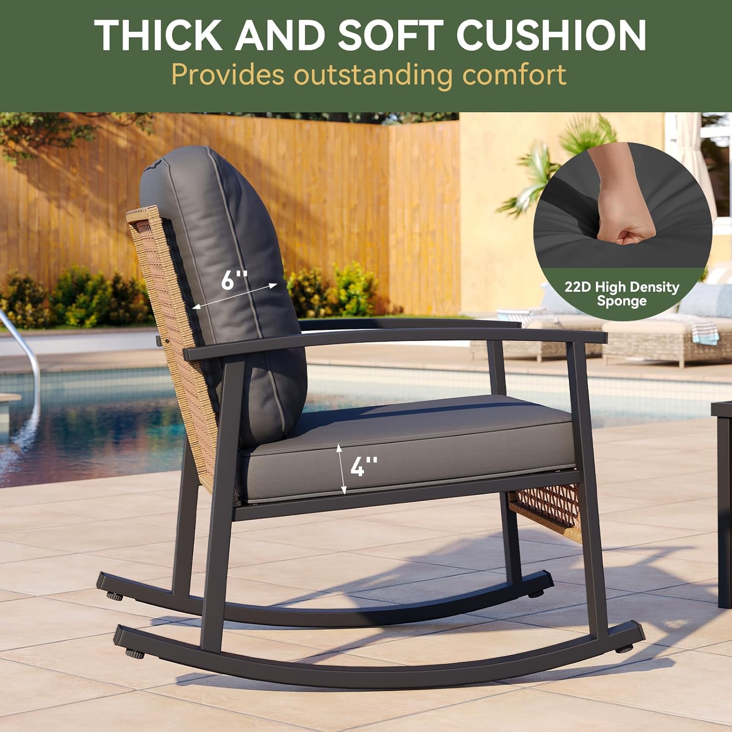 3 pcs Outdoor Rocking Bistro Set, Set of 2