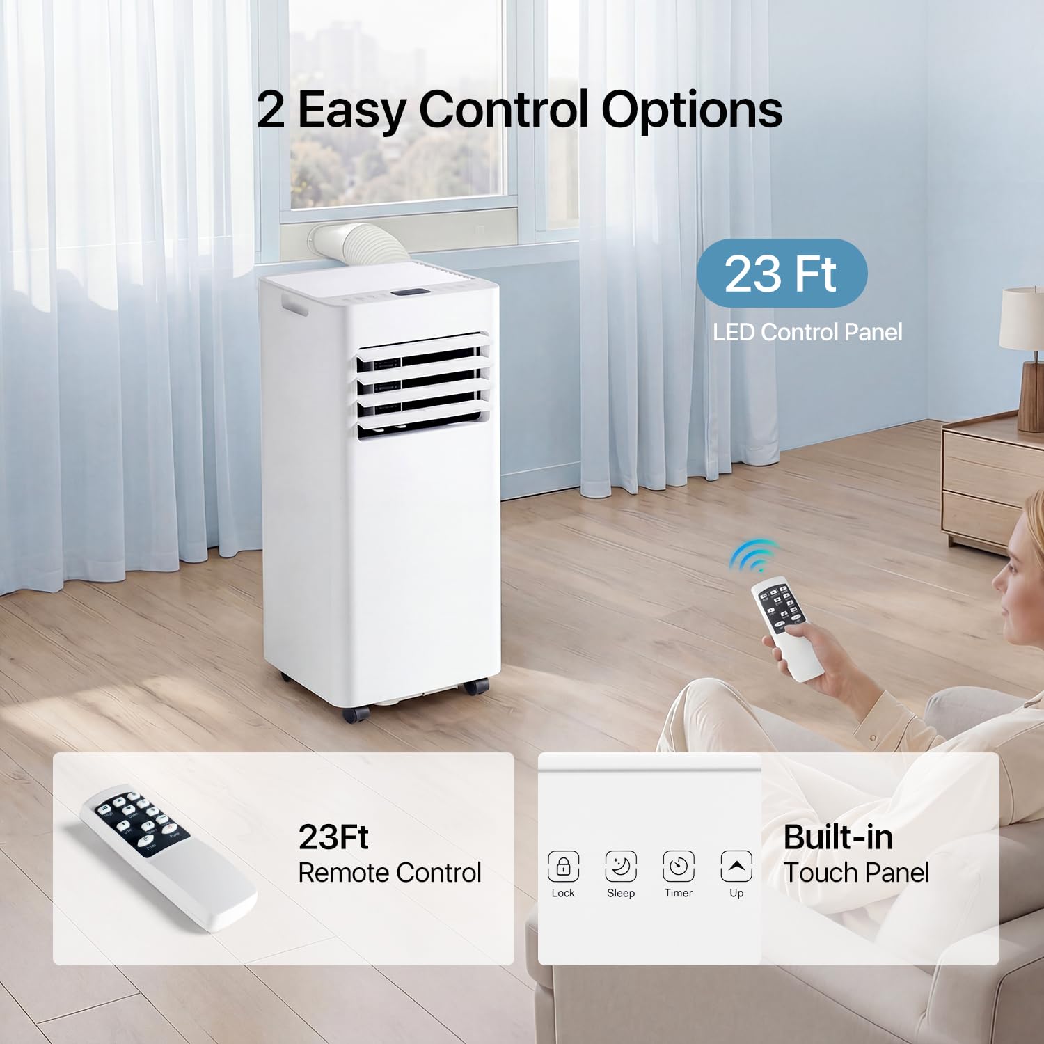 Aoxun 10000BTU Portable Air Conditioner with Heater, 5-in-1 Portable AC Unit with Cooling & Heating, Fan & Dehumidifier up to 450 sq.ft, 24H Timer, Remote Control and Window Kit Included, White