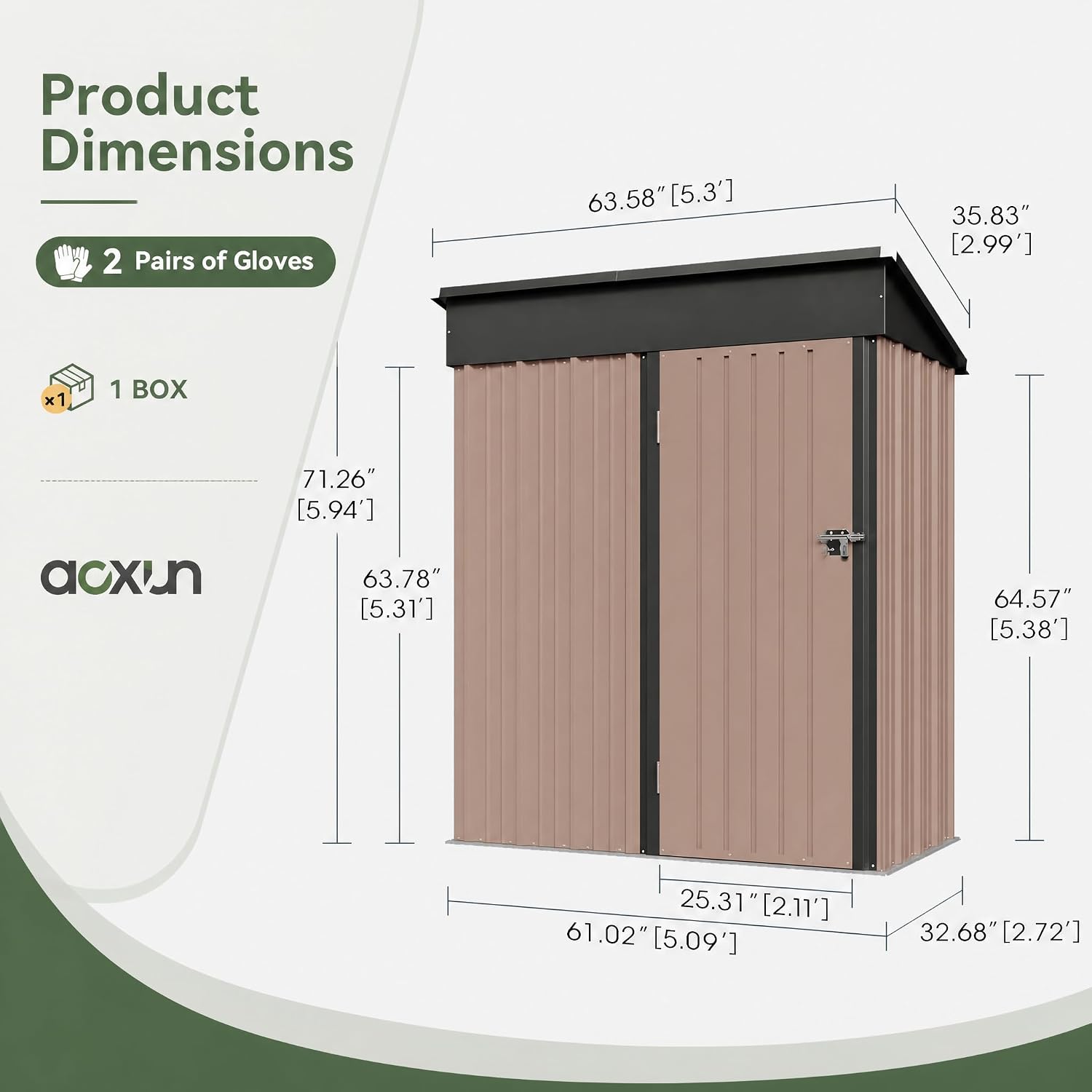 5' x 3' Lockable Metal Storage Shed - View 2