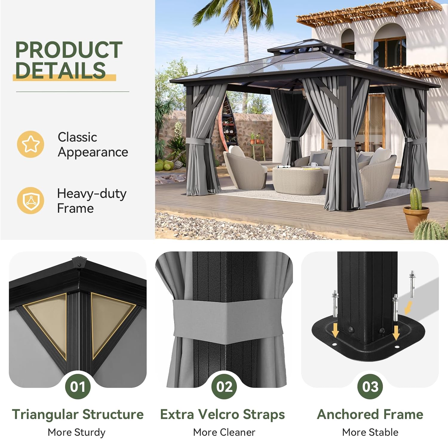 Polycarbonate Hardtop Gazebo