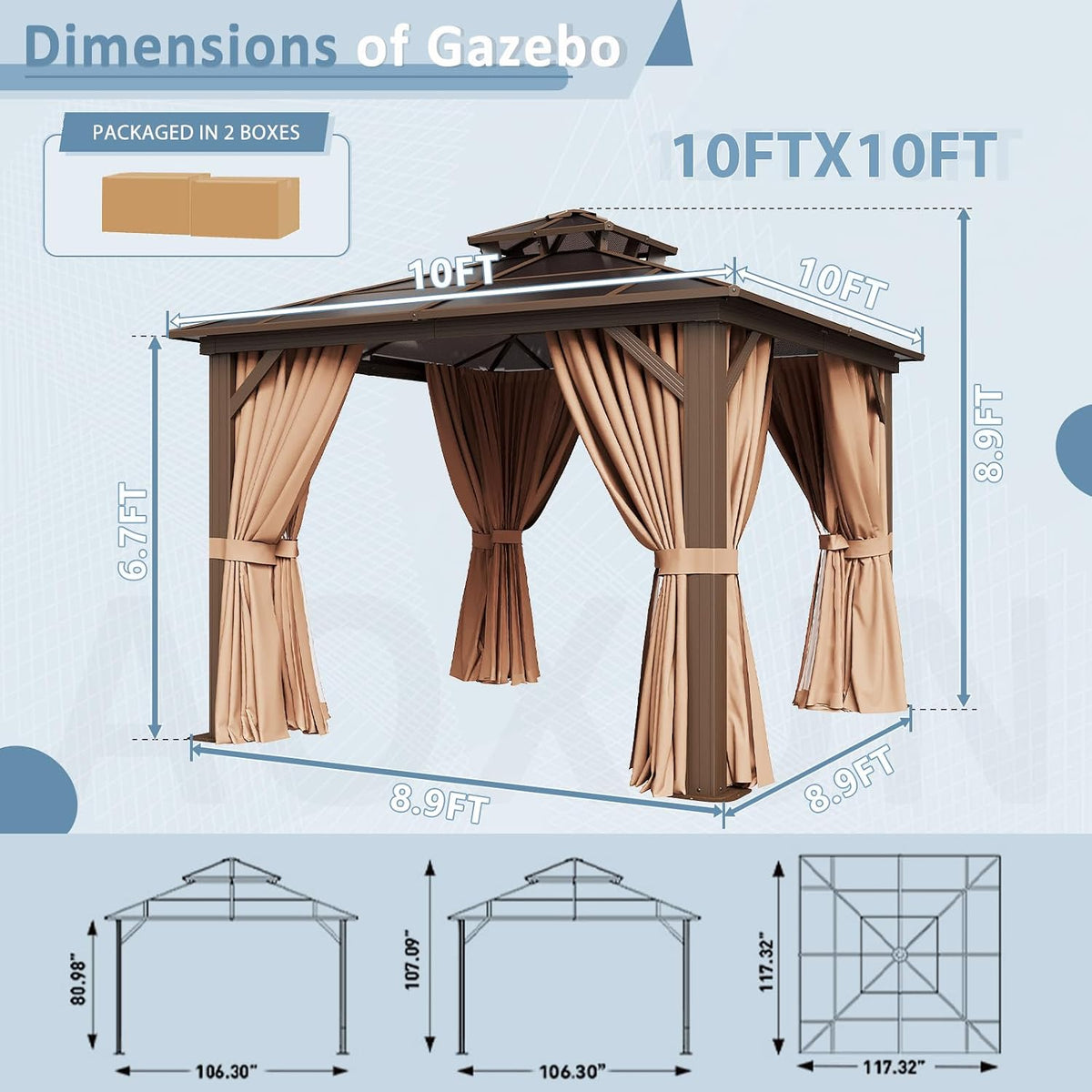 10' x 10' Polycarbonate Hardtop Gazebo - View 4