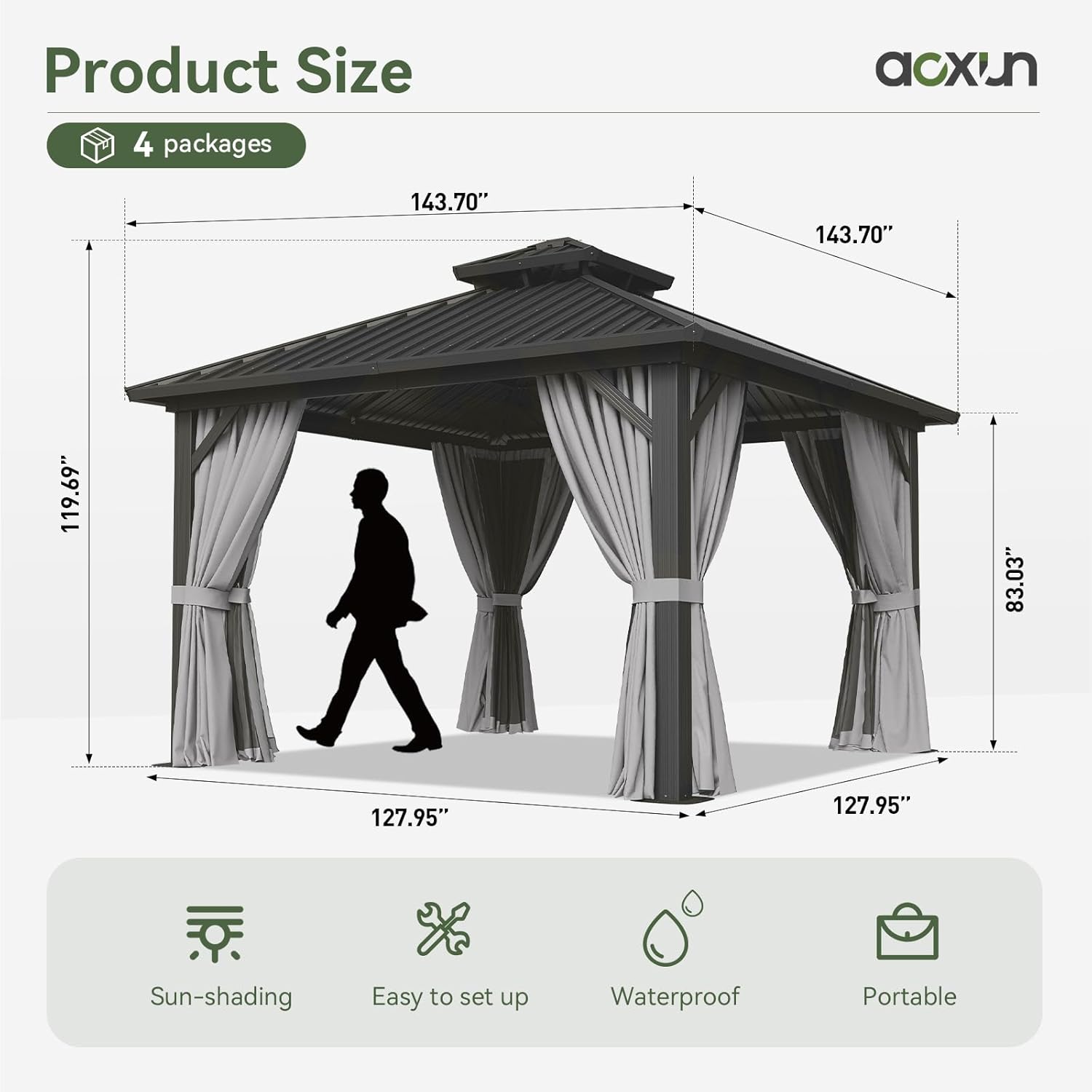 Aoxun Classic Hardtop Gazebo