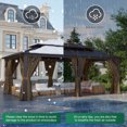 Clouddwell 12'x20' Hardtop Gazebo - Polycarbonate Double Roof with Netting & Curtains for Patio, Garden Sun Protection,Browm