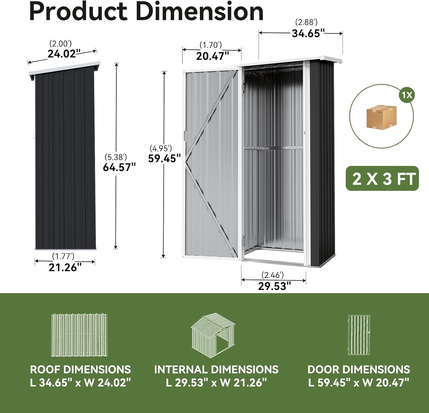 Metal Lean To Storage Shed without Base