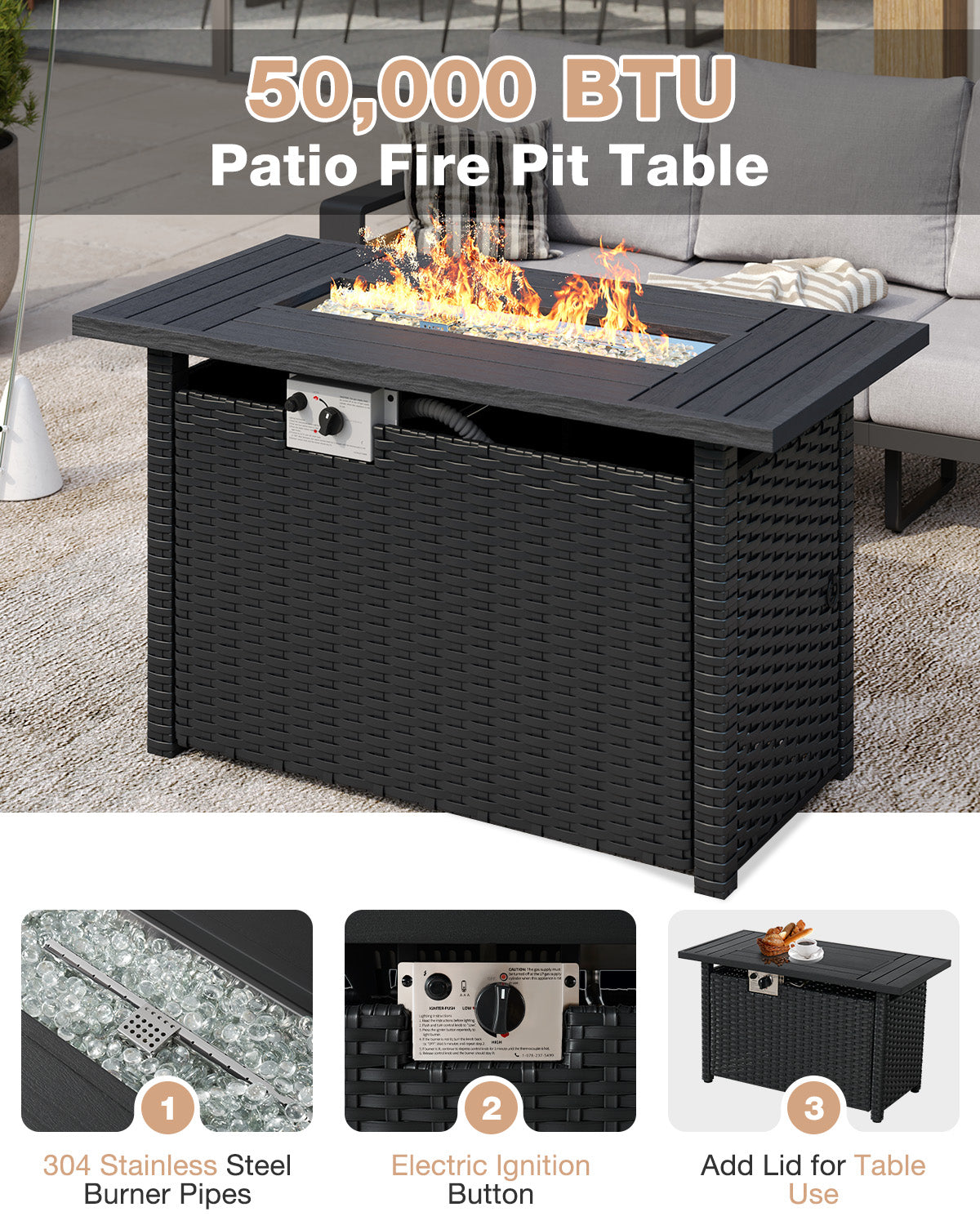 Aoxun Aluminum Patio Furniture Set, 5 Piece Luxury Outdoor Sectional with 6" Olefin Fabric Cushions, patio Conversation Sets with Coffee Table and Waterproof Cover for Backyard, Porch Dark Grey