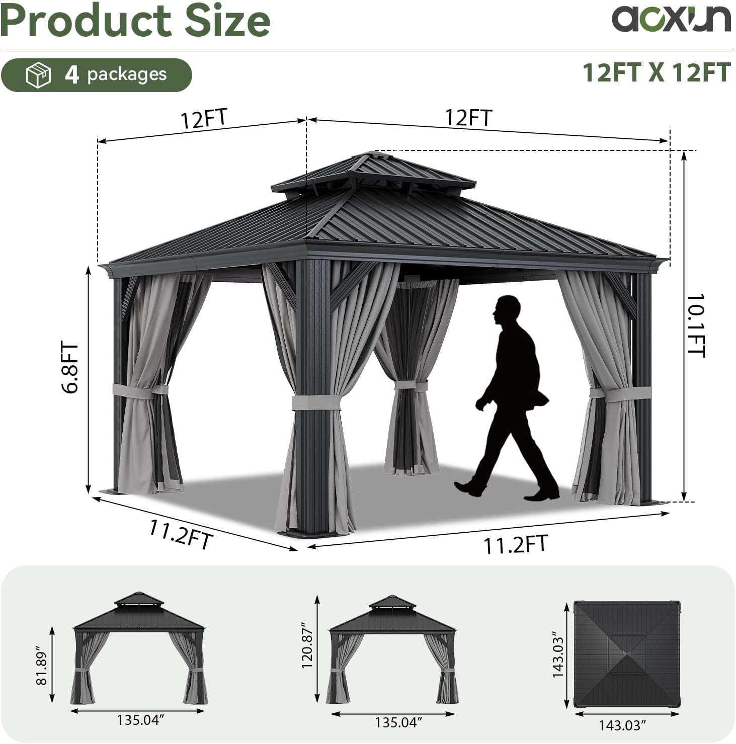 Hardtop Gazebo with Rain Gutter