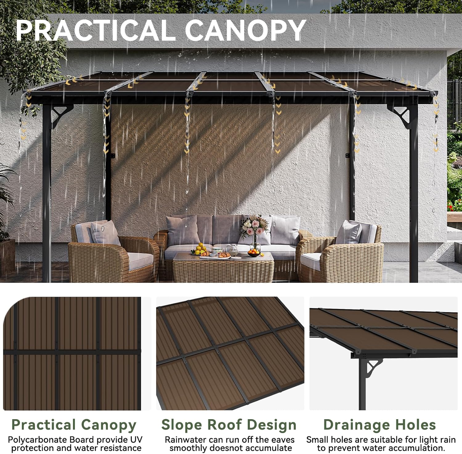 Polycarbonate Wall Mounted Lean To Gazebo