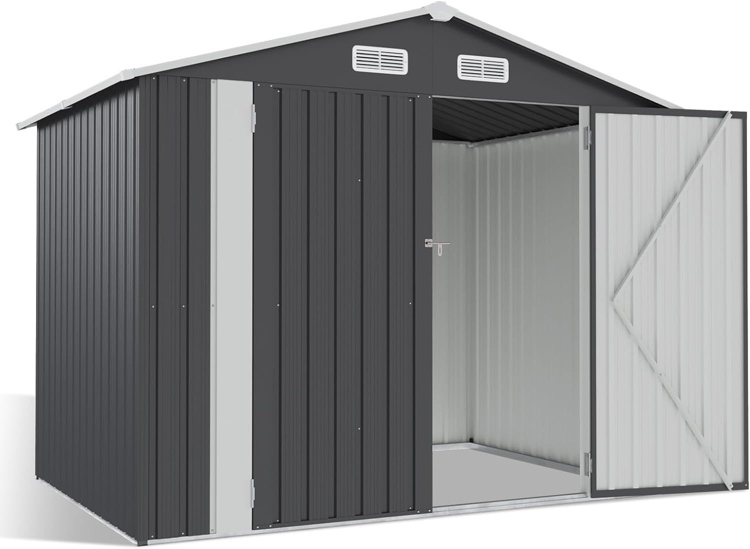 Utility Metal Shed, Steel Tool Shed with Air Vent and Lockable Door