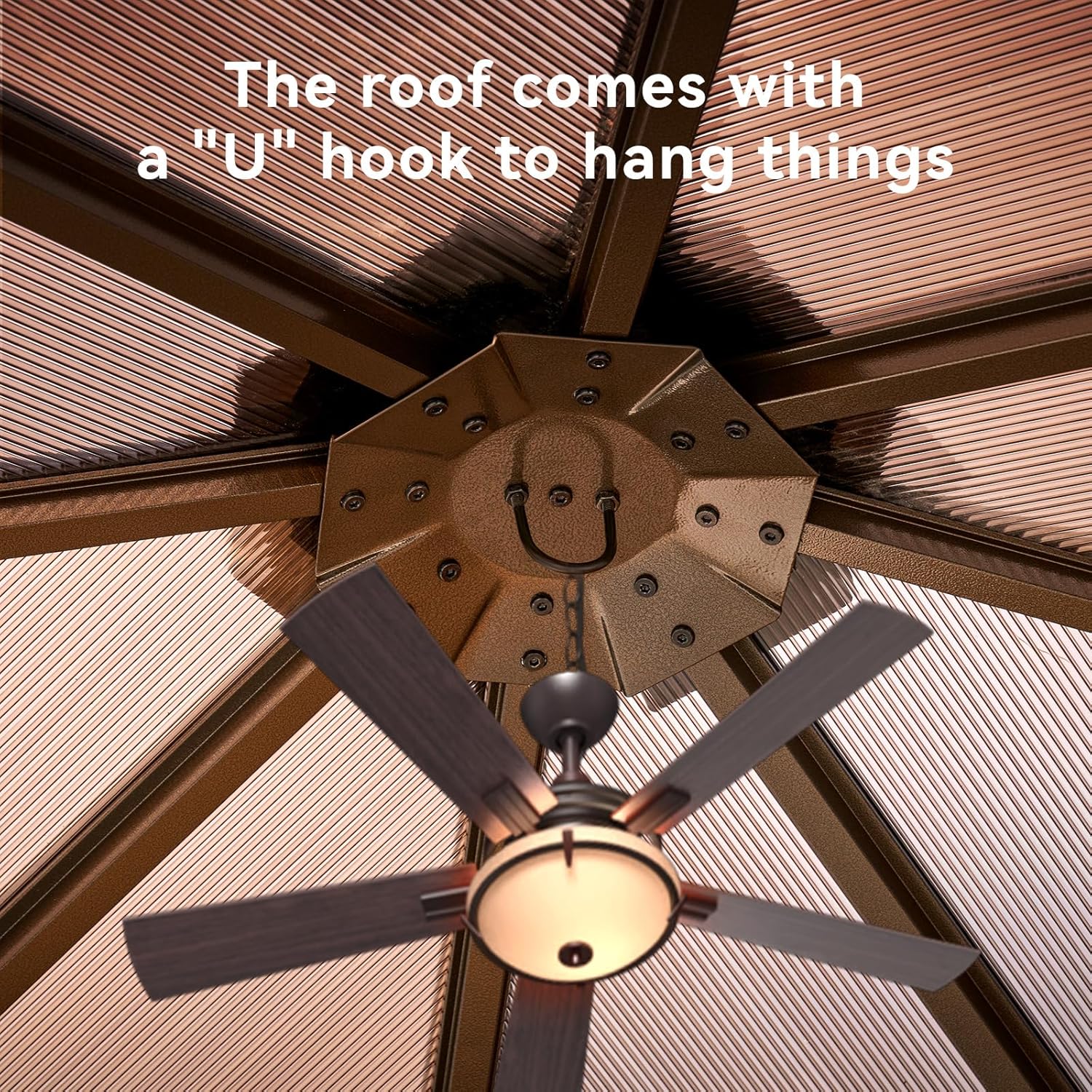 Aoxun 10' x 12' Gazebo Single Polycarbonate Top, Outdoor Aluminum Frame Permanent Gazebo with Curtains and Netting, for Patio, Party, Backyard, Garden and Lawn