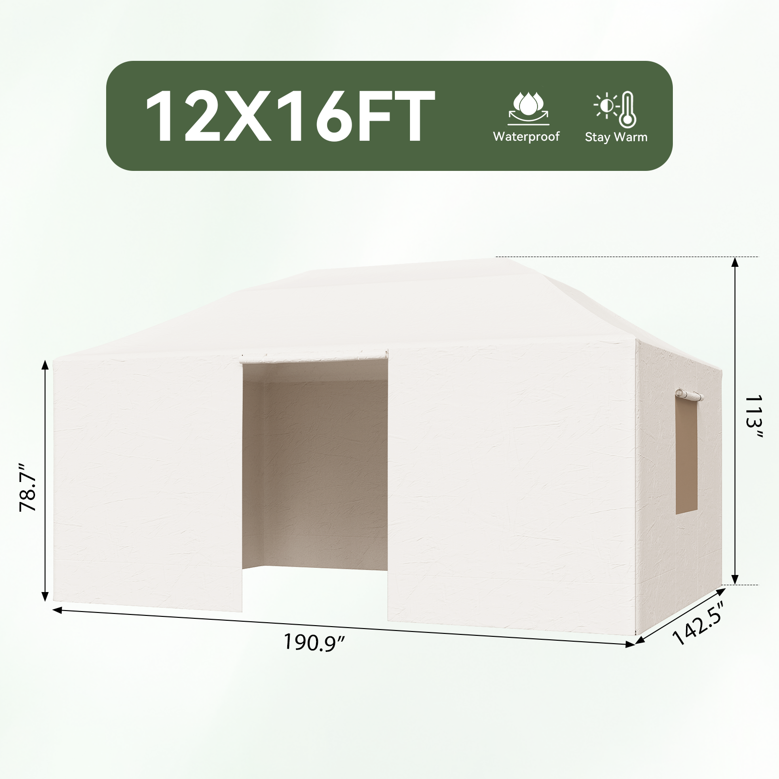 Aoxun 12' x 16' Universal Winter Cover for Hardtop Gazebos,Outdoor Gazebo Cover with Sidewalls and Mesh Windows, All Season Waterproof Enclosed Canopy Covers, Beige(Gazebo not Included)