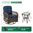 Clouddwell 3 Piece Patio Furniture Set Wicker Rattan Patio Conversation Set Outdoor Sectional Sofa Set with Coffee Table and Blue Cushions