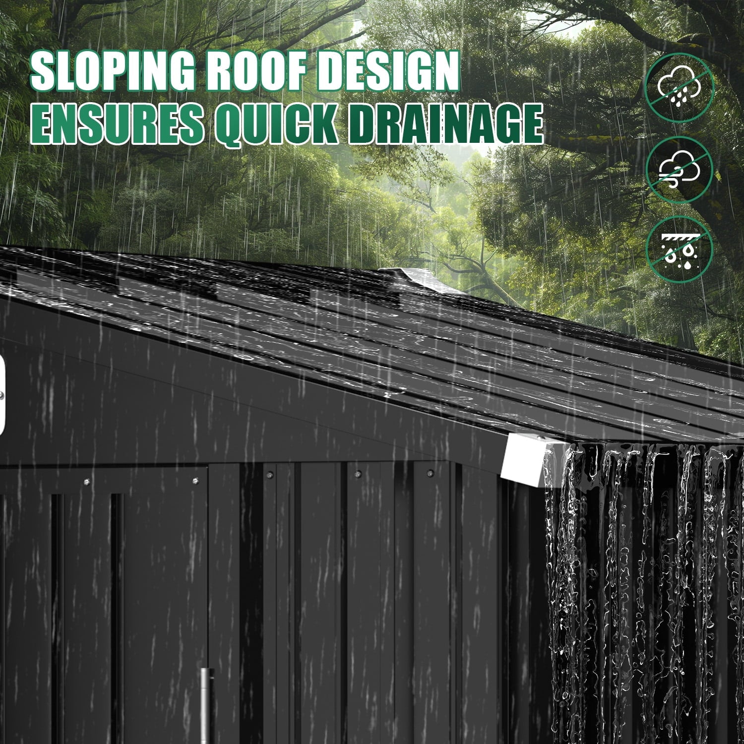 Clouddwell 6 ft. x 4 ft. Outdoor Storage Shed, Black Metal Garden Shed with Lockable Doors & Sloped Roof for Backyard, Patio, Poolside