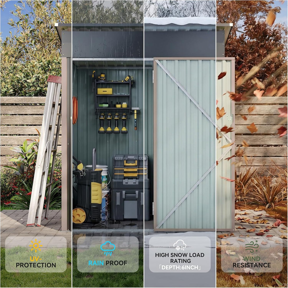 5' x 3' Metal Storage Shed with Floor - View 3