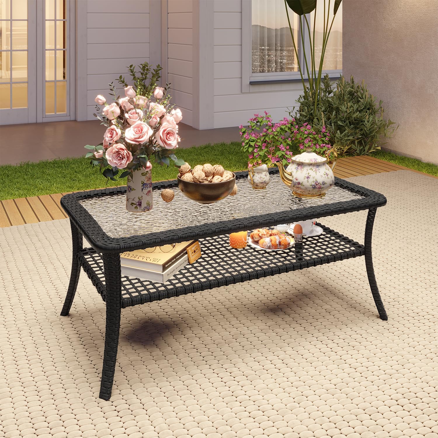 Wicker Patio Coffee Table - View 3