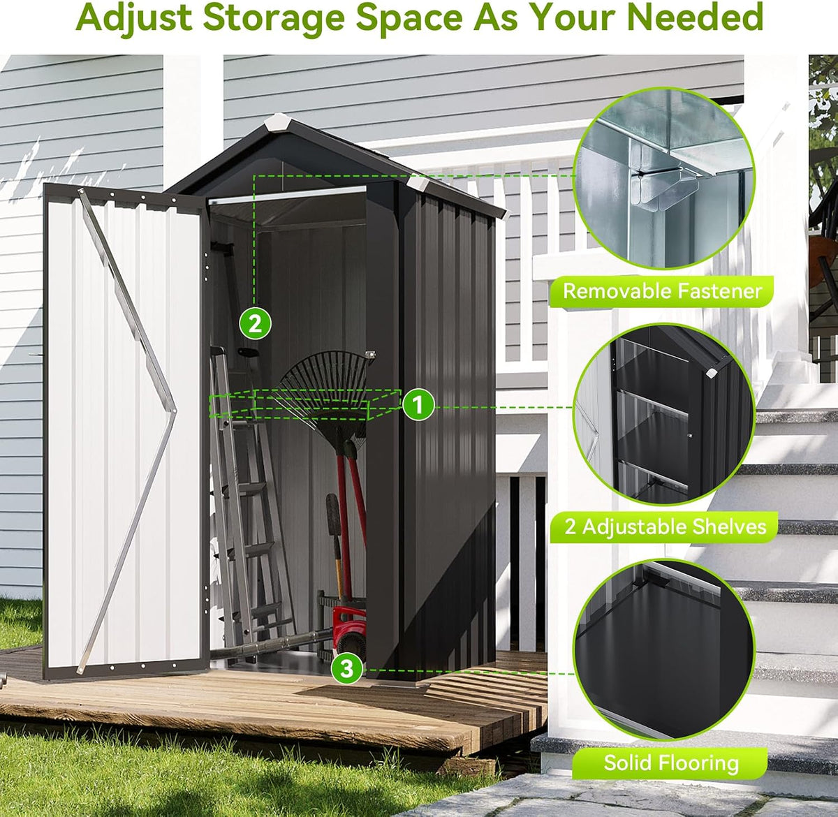 2.82' x 2.2' Vertical Metal Storage Shed - View 4