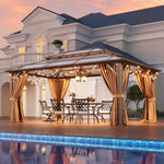 Aoxun 12' x 16' Polycarbonate Hardtop Gazebo, Brown