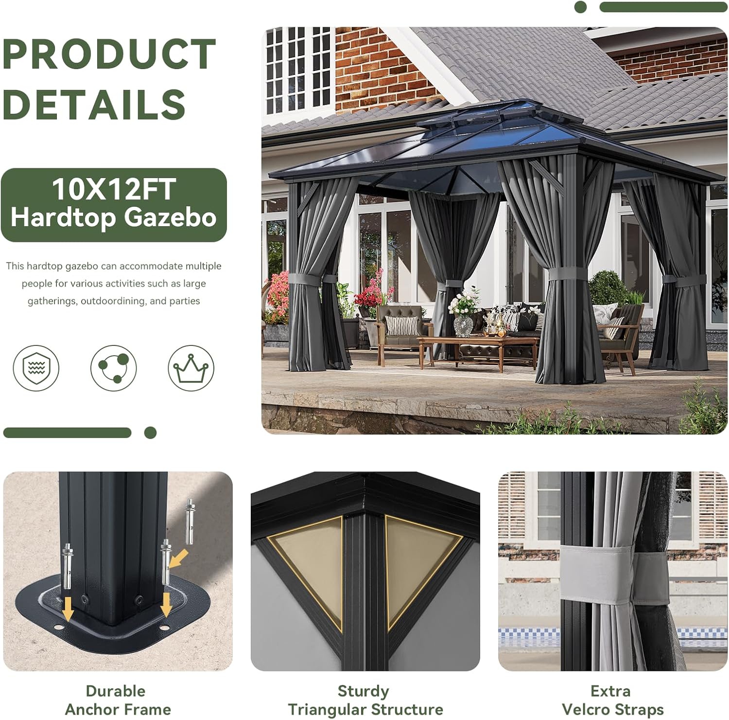 Polycarbonate Hardtop Gazebo