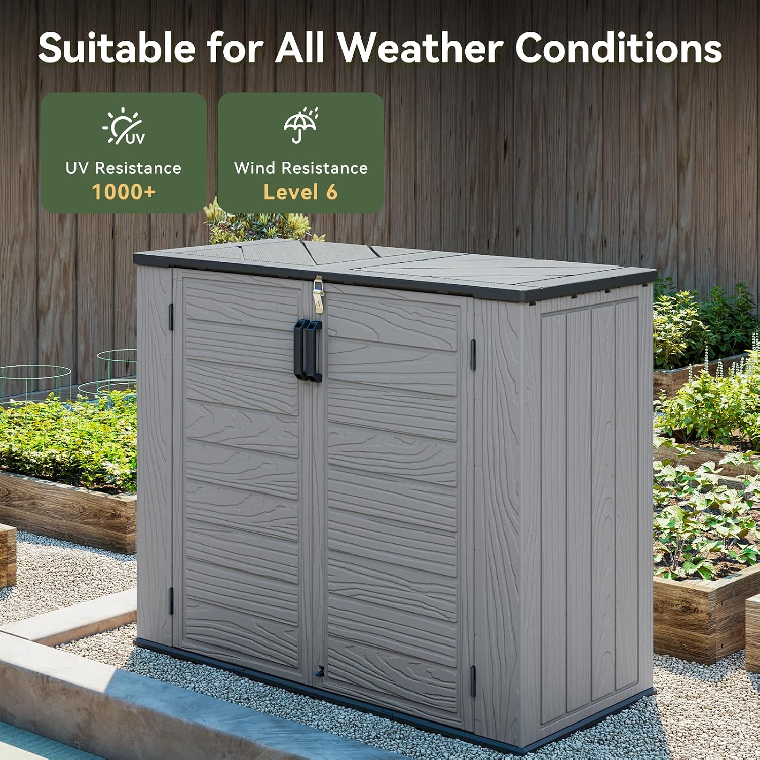 White Horizontal Resin Storage Shed - View 2