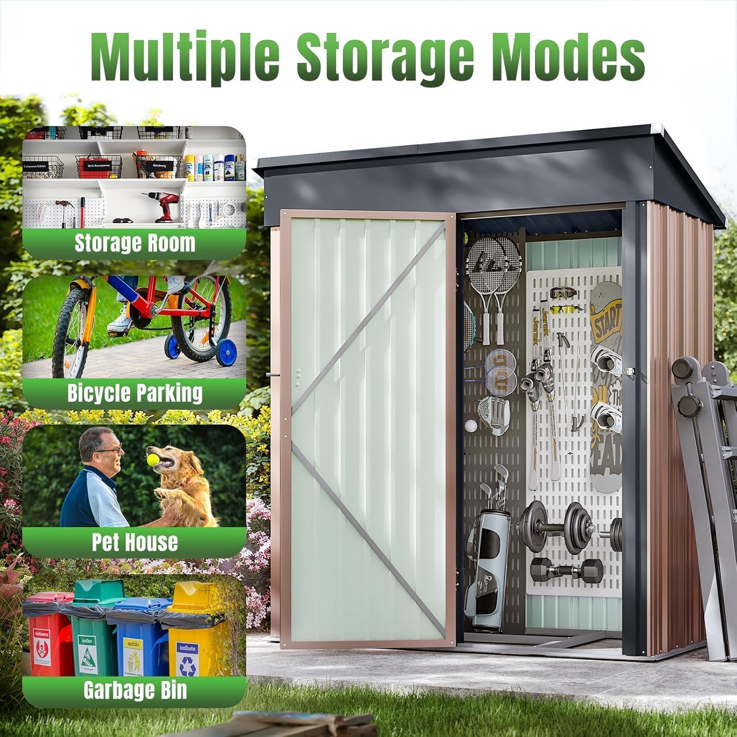 5' x 3' Metal Storage Shed with Steel Base - View 3
