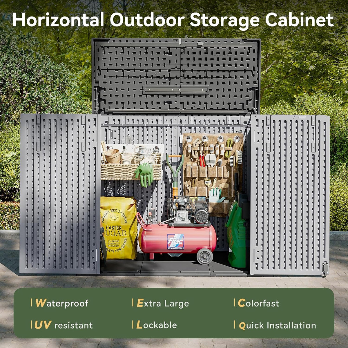 White Horizontal Resin Storage Shed - View 3