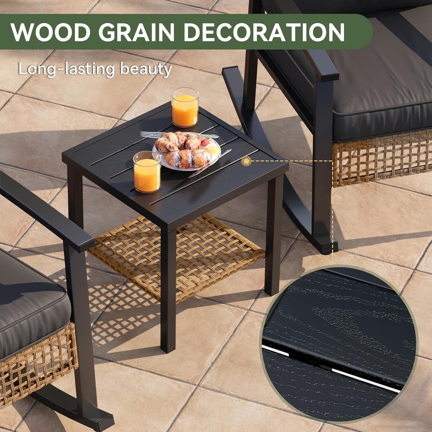 3 pcs Outdoor Rocking Bistro Set, Set of 2