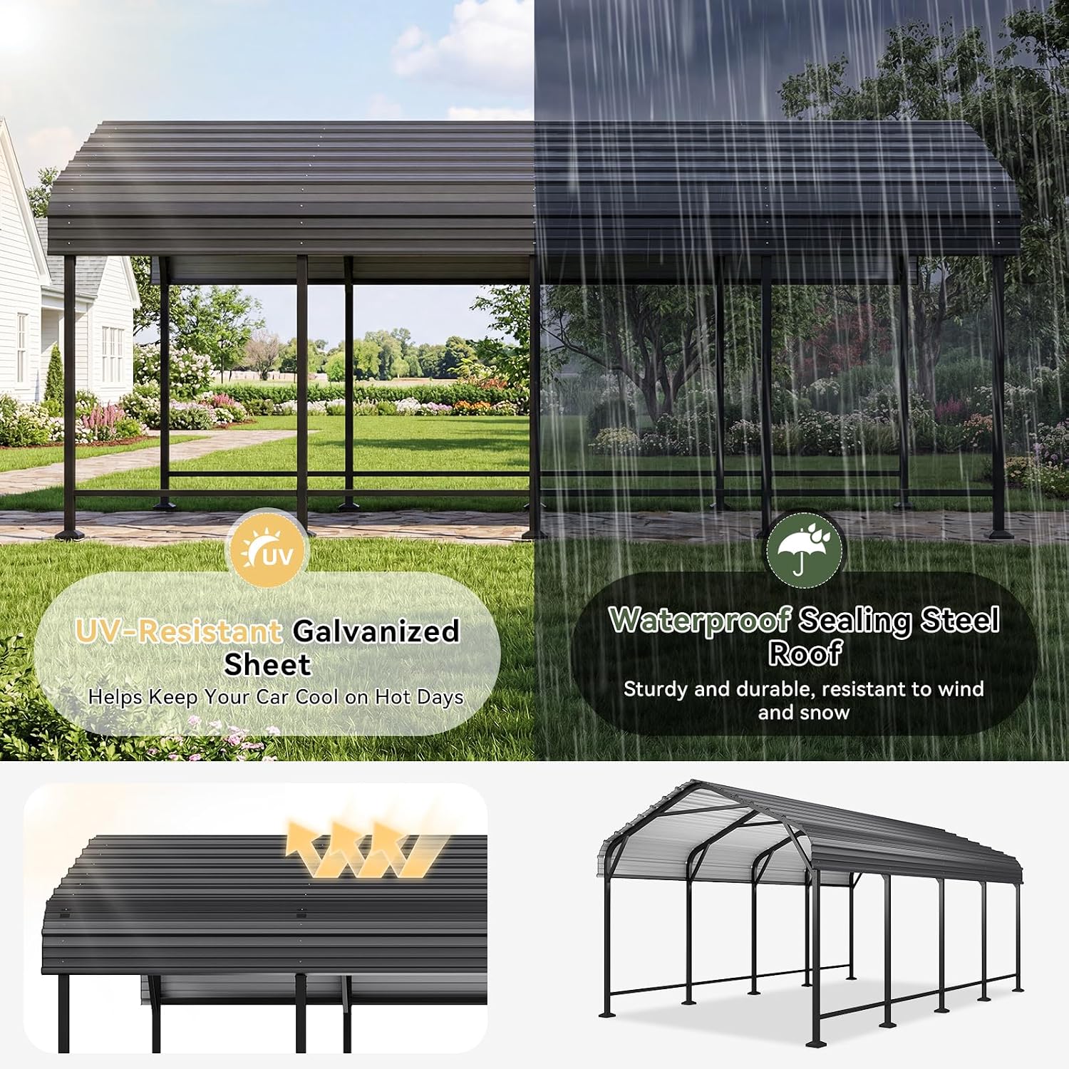 12' x 20' Galvanized Metal Carport - View 2