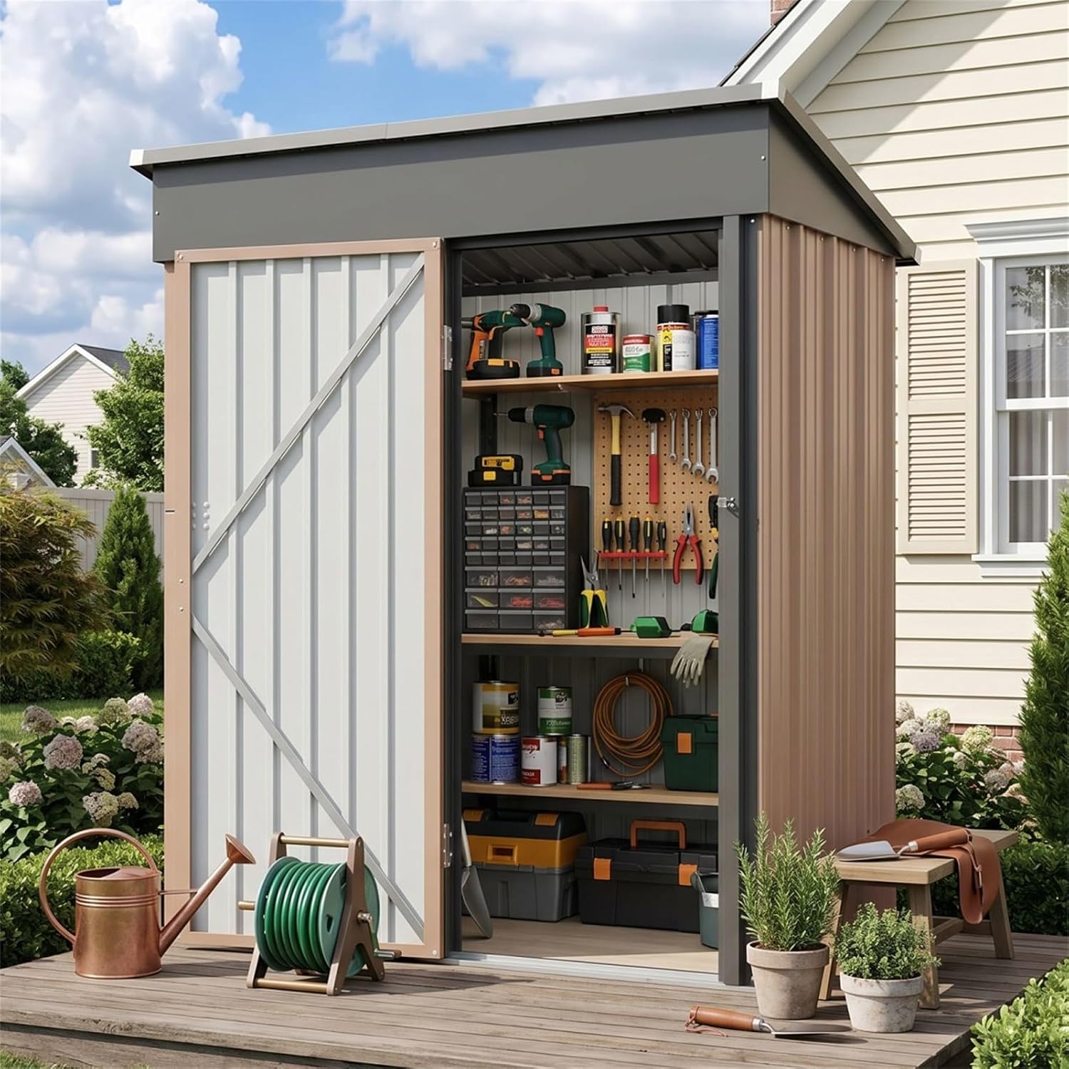 5' x 3' Lockable Metal Storage Shed