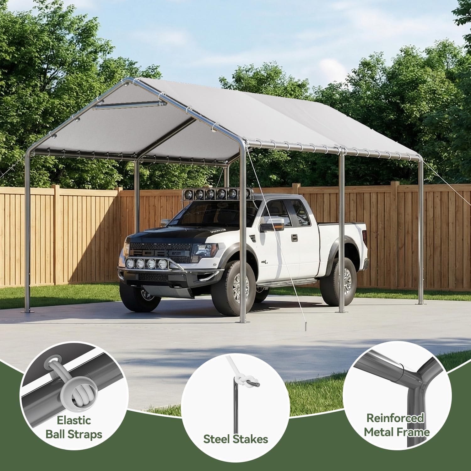 10' x 15' White Carport - View 4