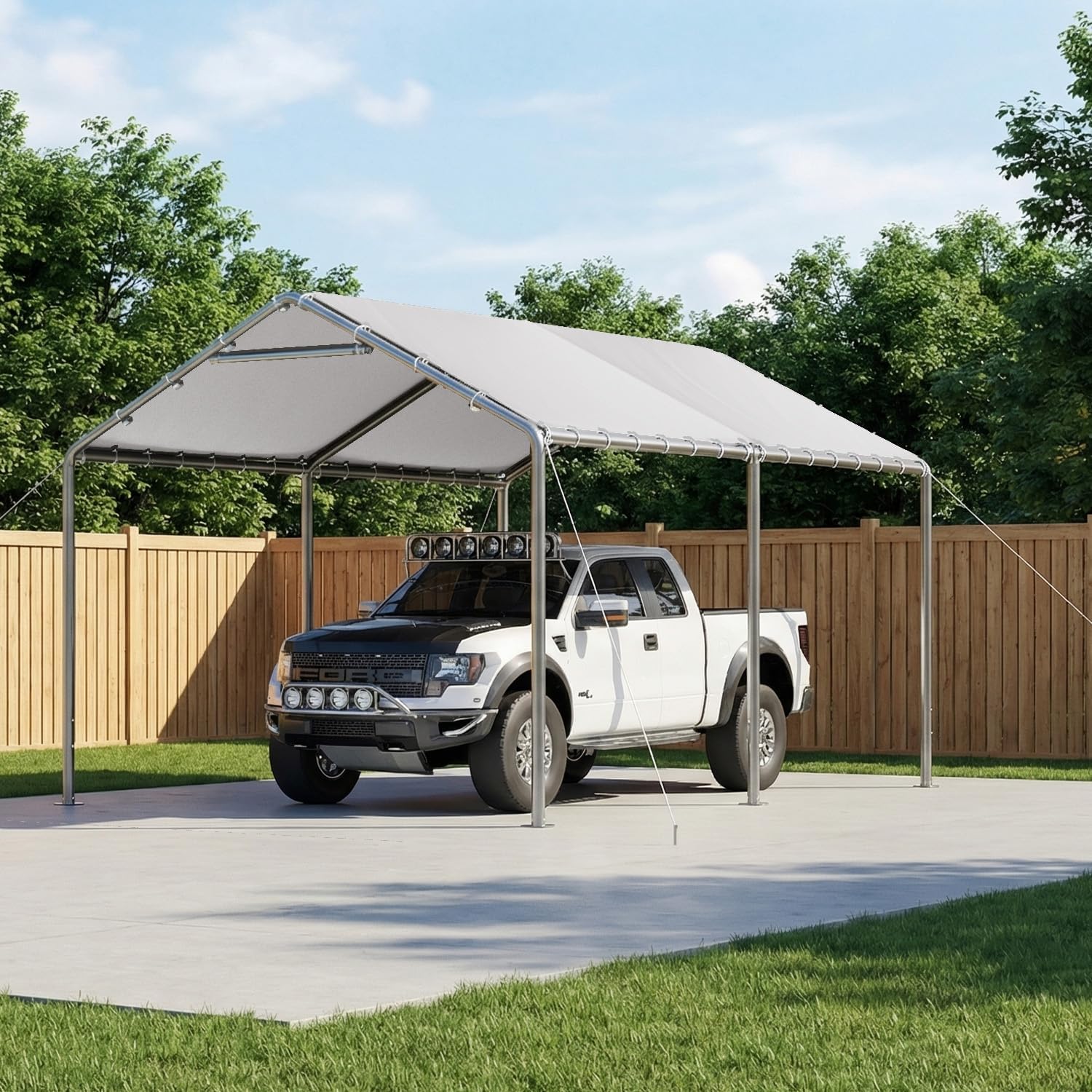 10' x 15' White Carport - View 2