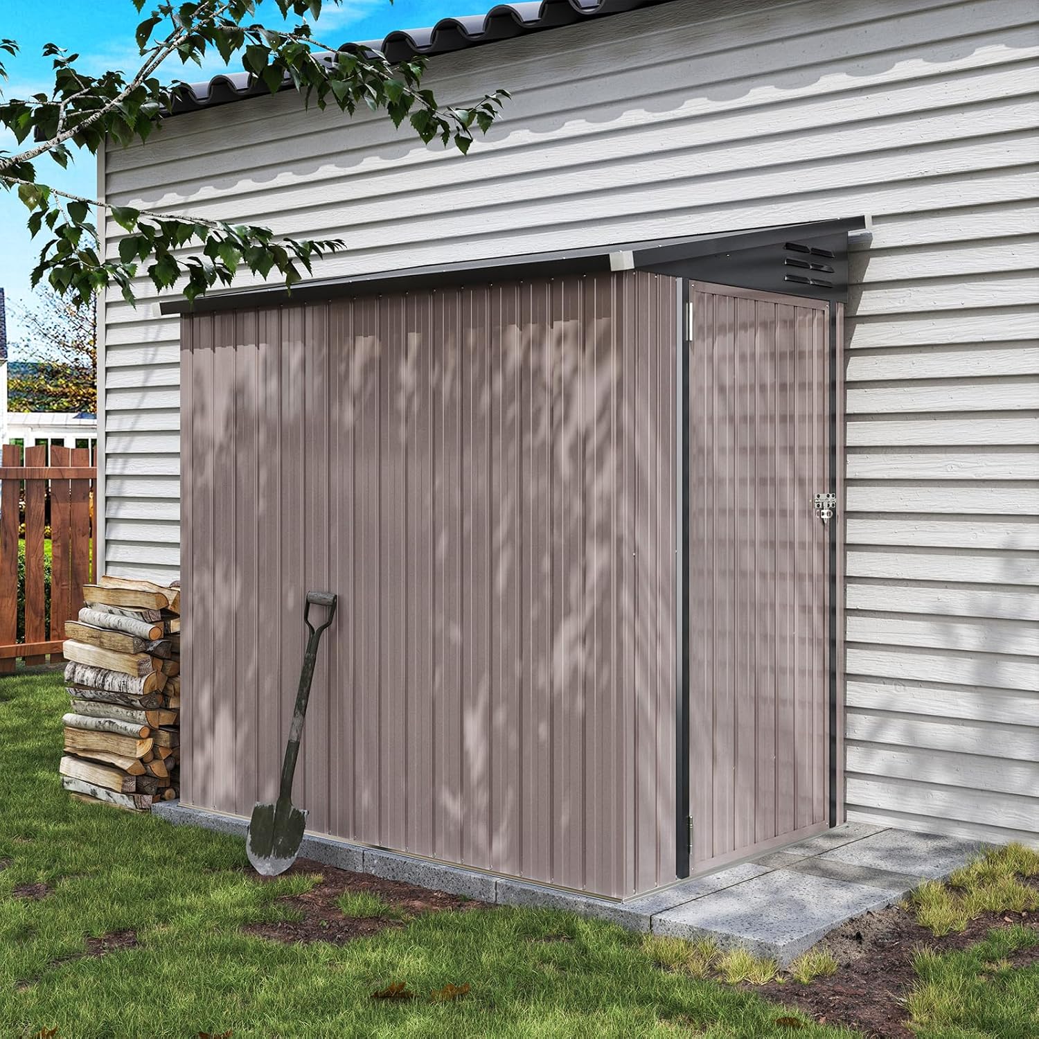 6' x 4' Lean to Storage Shed With Side Door