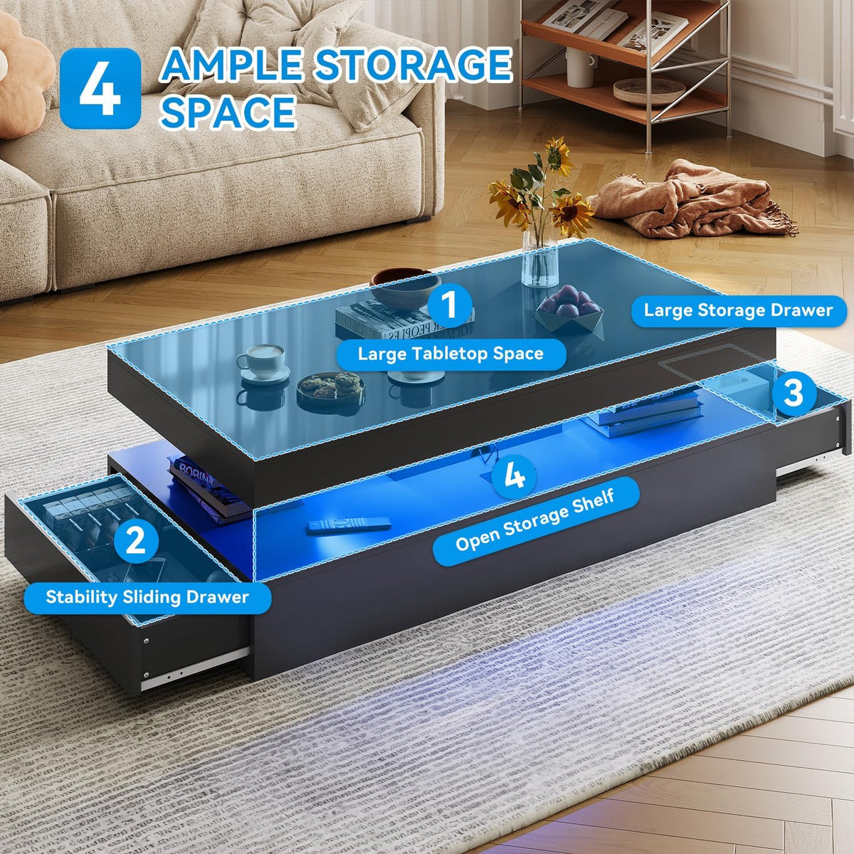 Aoxun LED Coffee Table