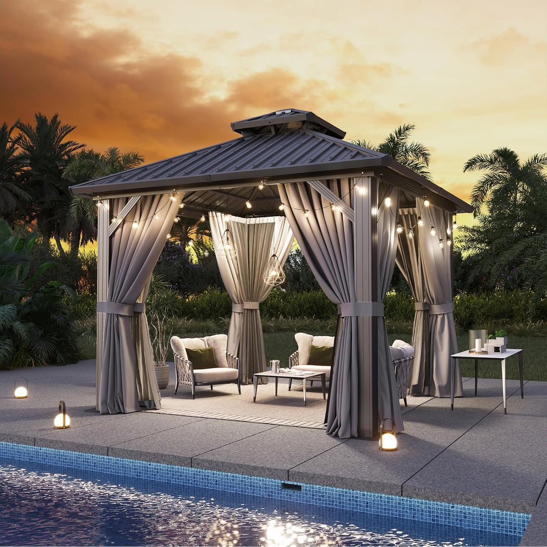 Aoxun Classic Hardtop Aluminum Gazebo Double Roof