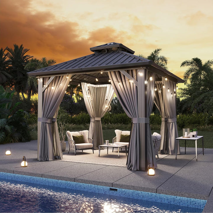 Aoxun Classic Hardtop Aluminum Gazebo Double Roof