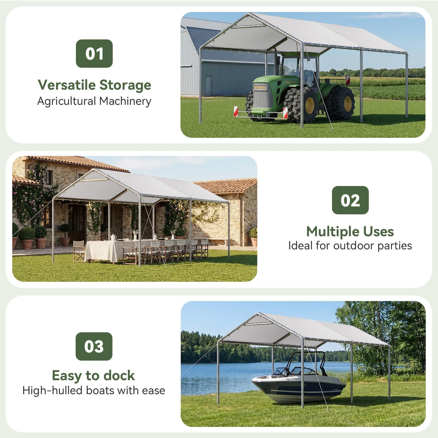 10' x 20' White Carport - View 5