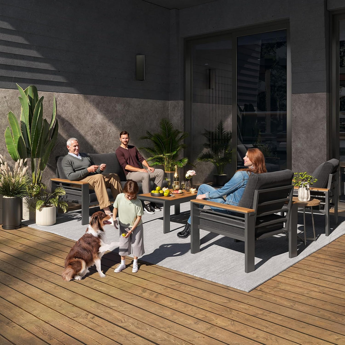 Aoxun Oversized Aluminum Patio Furniture Set with Olefin Cushions