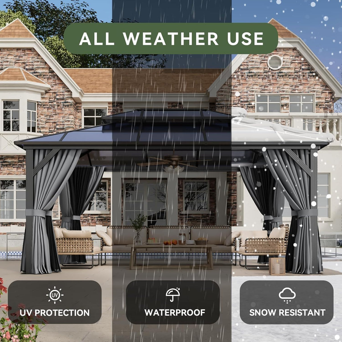 12' x 16' Polycarbonate Hardtop Gazebo - View 5