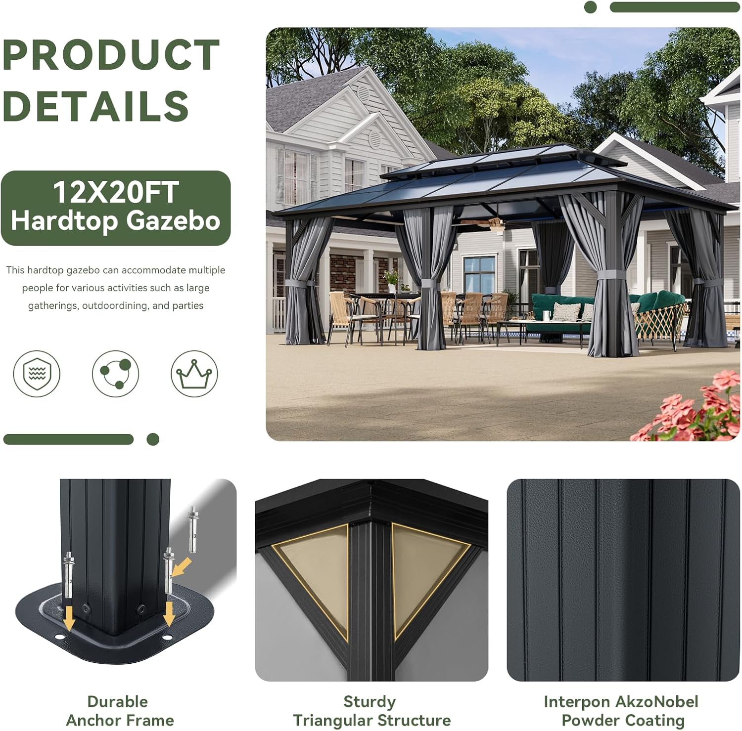 Polycarbonate Hardtop Gazebo