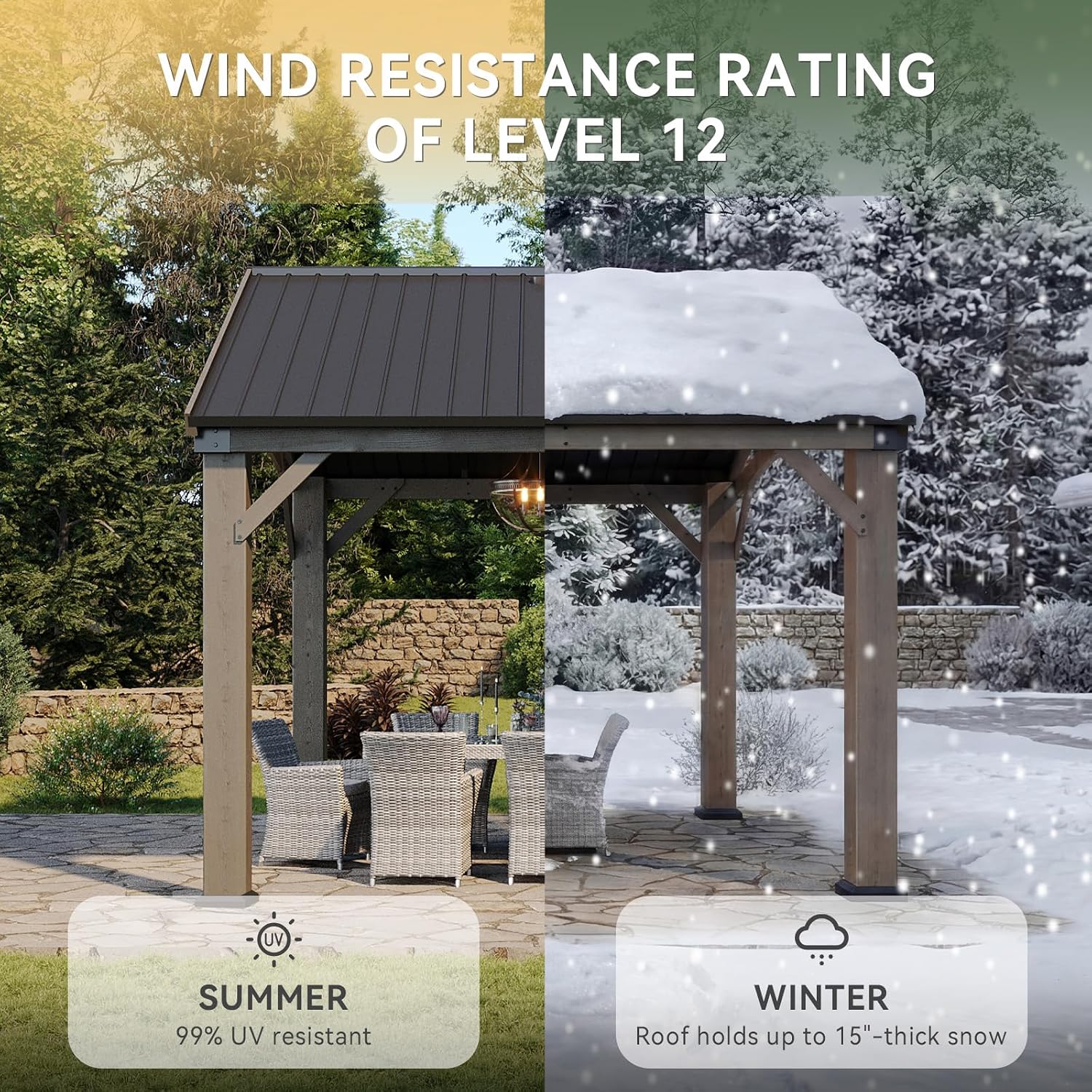 10' x 12' Wood Hardtop Gazebo - View 5